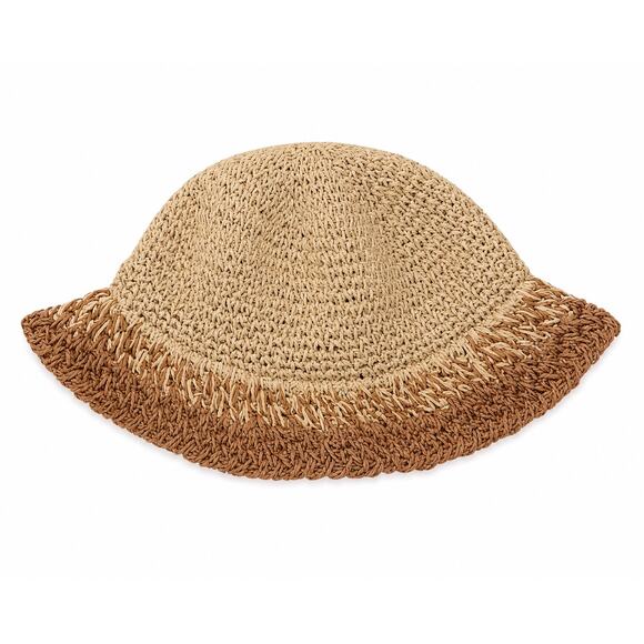 Eugenia Kim Straw Bucket Hat Two Tone Raffia Beach NWT Saks $165 Resort Coastal main image 5